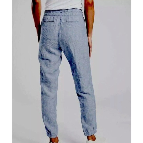 ATHLETA Cabo Linen Jogger Pants Chambray Blue Plus Size 26 NWT Beach Lounge - Picture 3 of 7